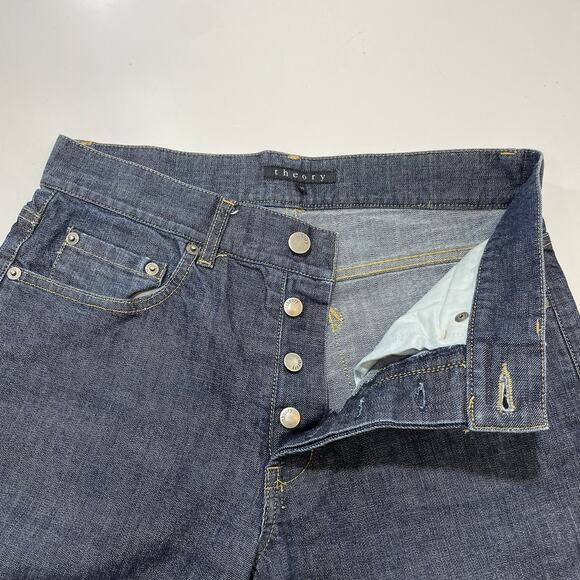 Theory Dark Blue Wash Straight-Leg Denim Button-Fly Jeans Men’s Size 30x28 - Picture 6 of 10